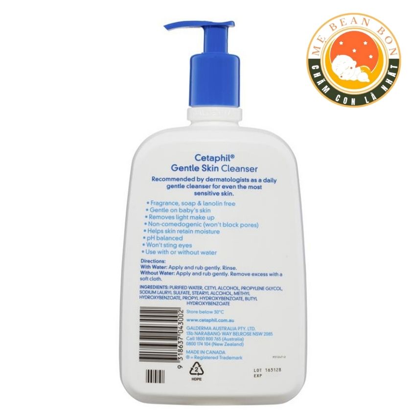 Sữa rửa mặt Cetaphil Gentle Skin Cleanser 1 lít Sữa Tắm Centaphil Úc làm sạch da nhạy cảm, da dầu, da hỗn hợp, da khô