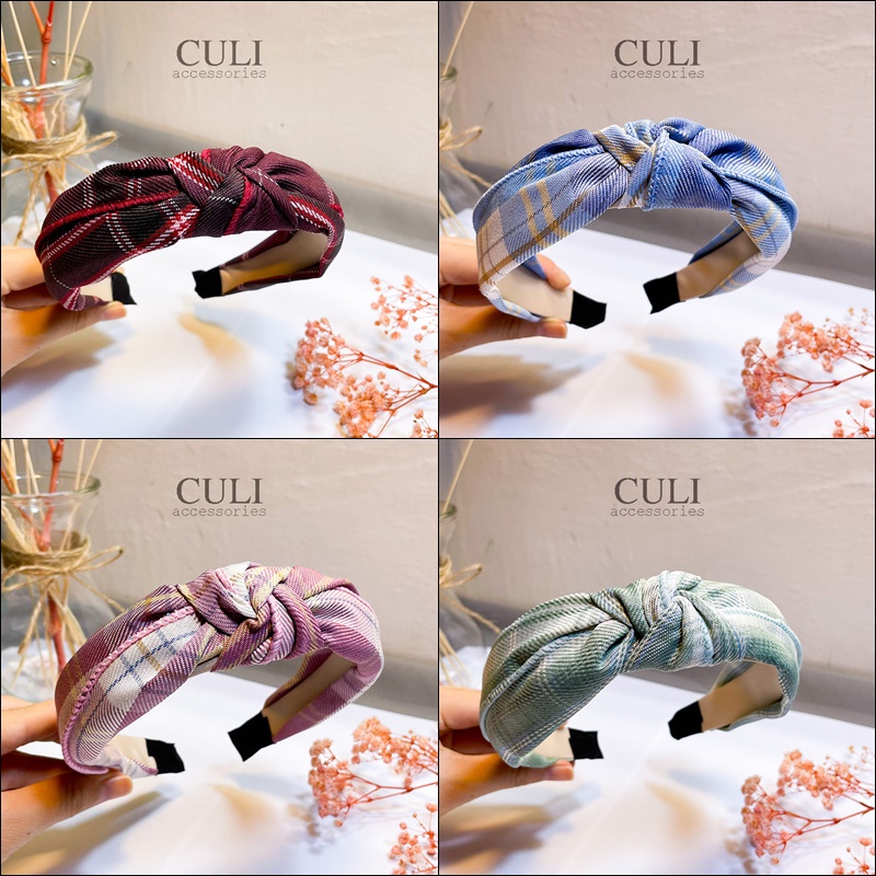 Băng đô cài tóc, Bờm cài tóc Nơ xoắn họa tiết caro xinh xắn, style Hàn Quốc cho nữ - Culi accessories