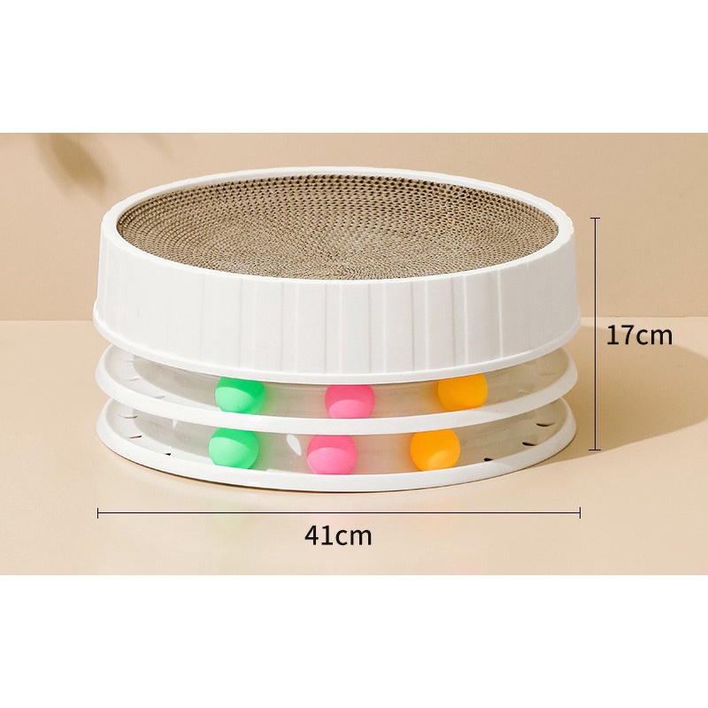 Ổ nằm/Bàn cào móng cho mèo vỏ nhựa hình tròn có thể tháo và thay lõi carton 41x8cm