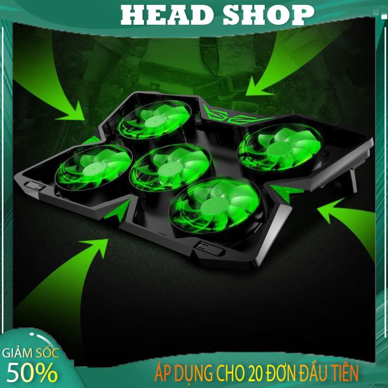 Đế tản nhiệt laptop 5 quạt quạt tản nhiệt gaming 1400RPM chống trượt làm mát nhanh COOL 2S HEAD shop