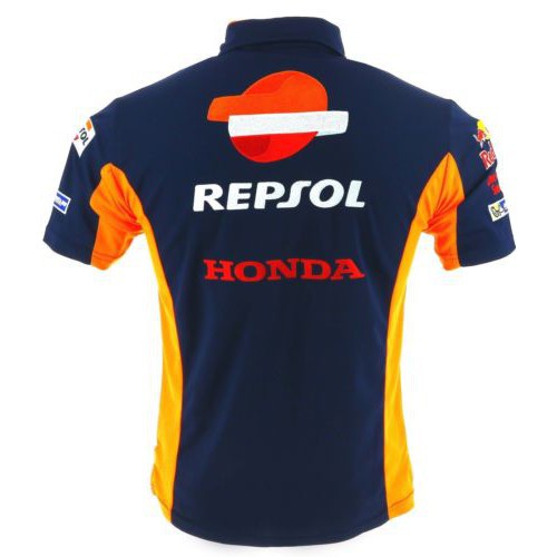 Áo thun polo màu xanh in họa tiết Honda nubiển độc đáo
