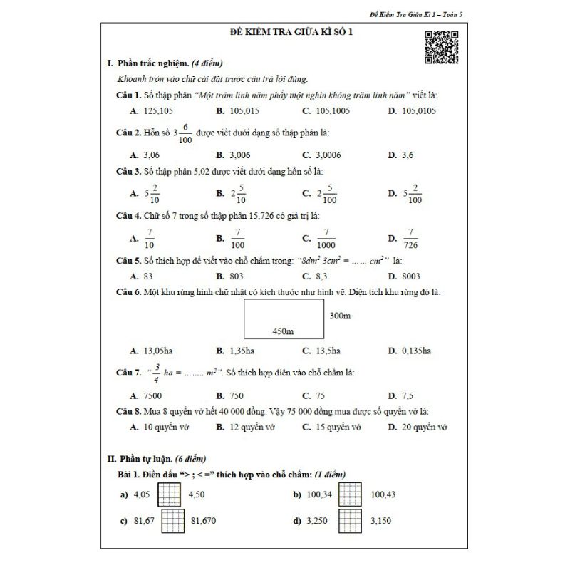 Sách - Đề Kiểm Tra Tiếng Việt Và Toán Lớp 5 - Học Kì 1