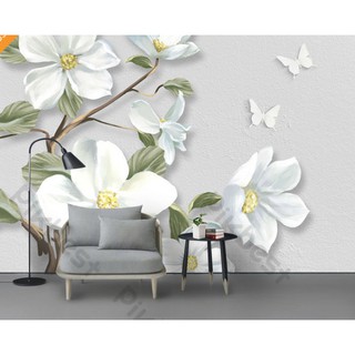 Tranh dán tường Tranh 3d dán tường phòng khách phòng ngủ hiện đại Hoa Thanh Bình Bạch MS1115131