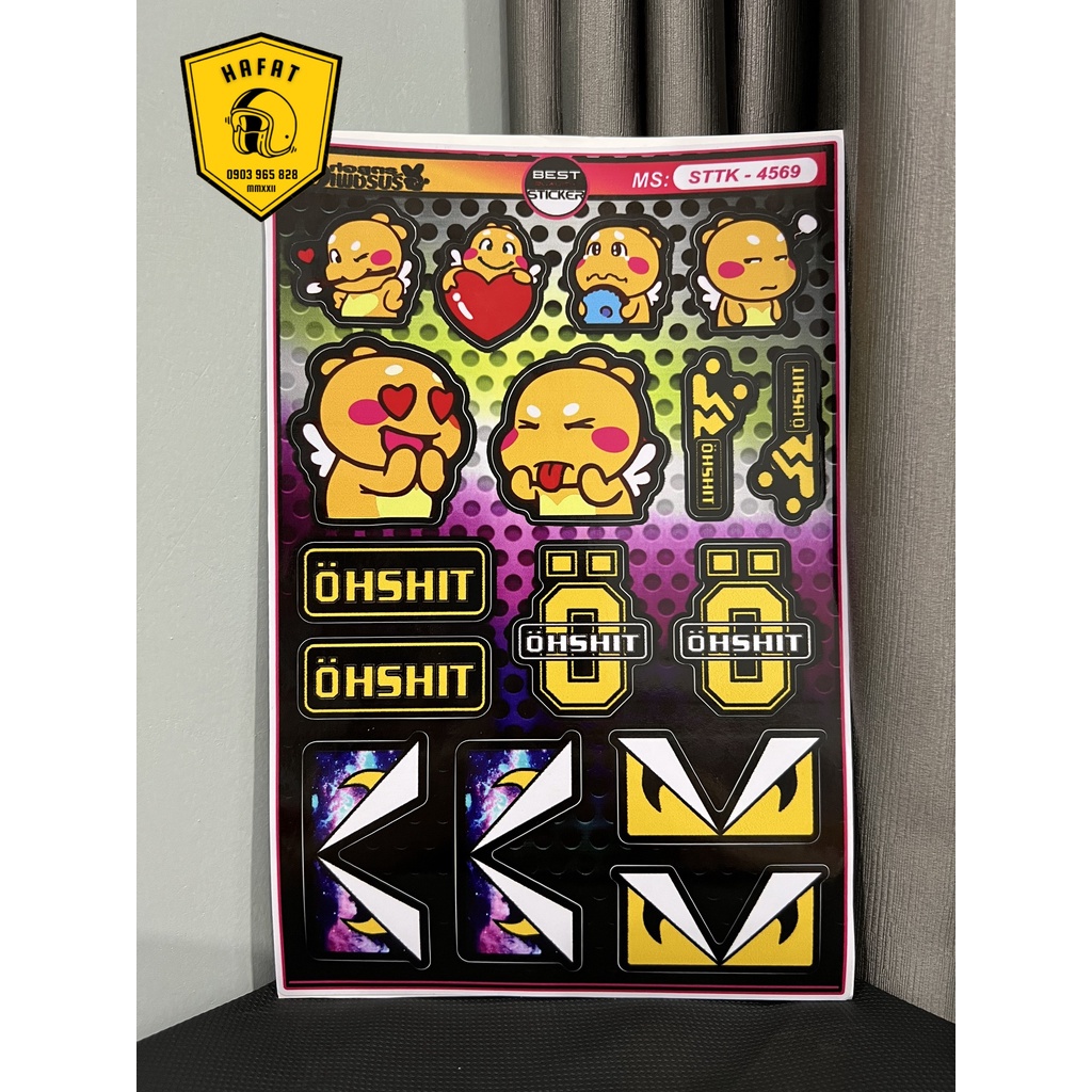 Tem Dán Xe - Sticker Chữ, Hoạt Hình, Gấu