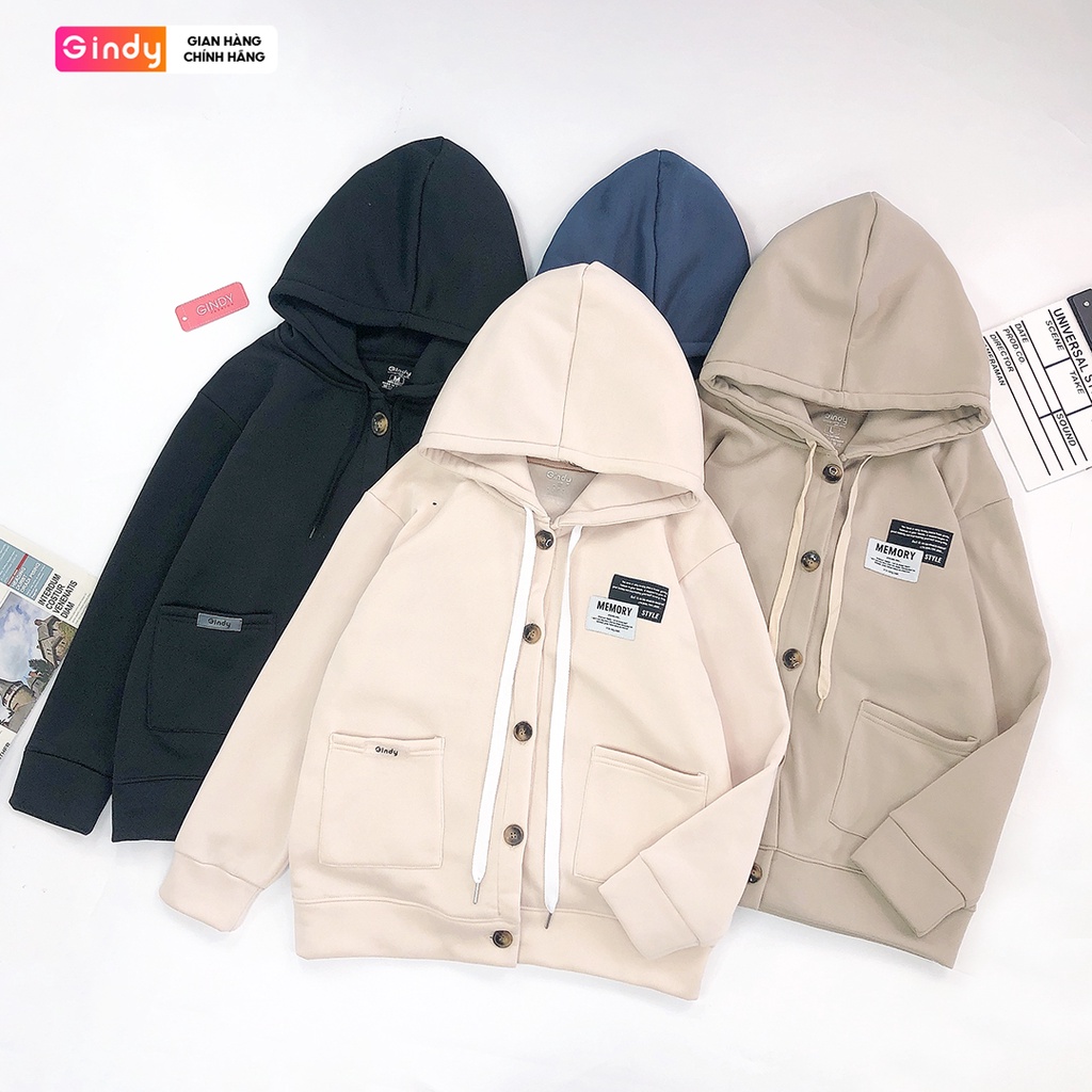 Áo khoác nỉ bông unisex GINDY sweater hoodie nhiều màu thời trang nam nữ from vừa có mũ A11123