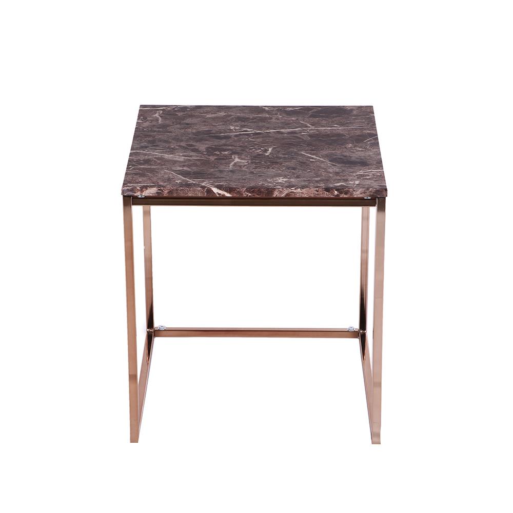 HomeBase FURDINI Bàn cà phê/sofa PIANO bằng gỗ MDF/Thép giả vân đá W45XD45XH49CM màu vàng hồng