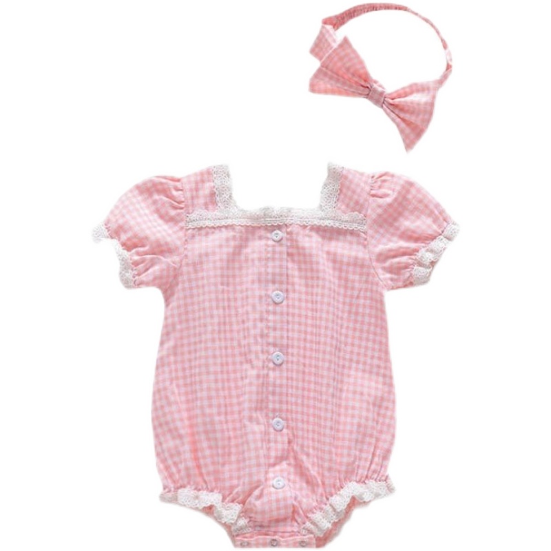 Set Áo Liền Quần &amp; Băng Đô Quấn Đầu Cột Nơ Cho Bé Gái