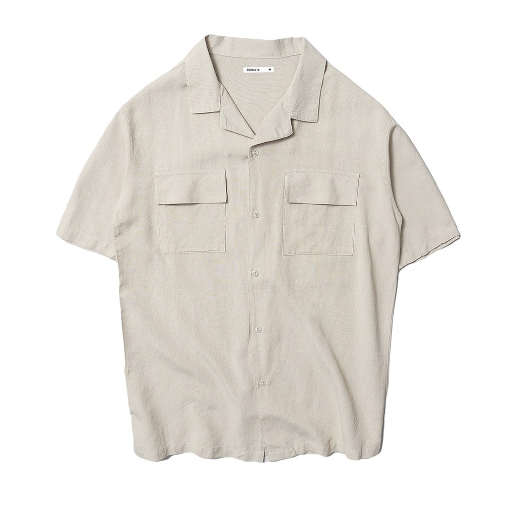 Áo sơ mi nam Double'D cổ Danton tay ngắn chất liệu LINEN thấm hút mồ hôi tốt SLN