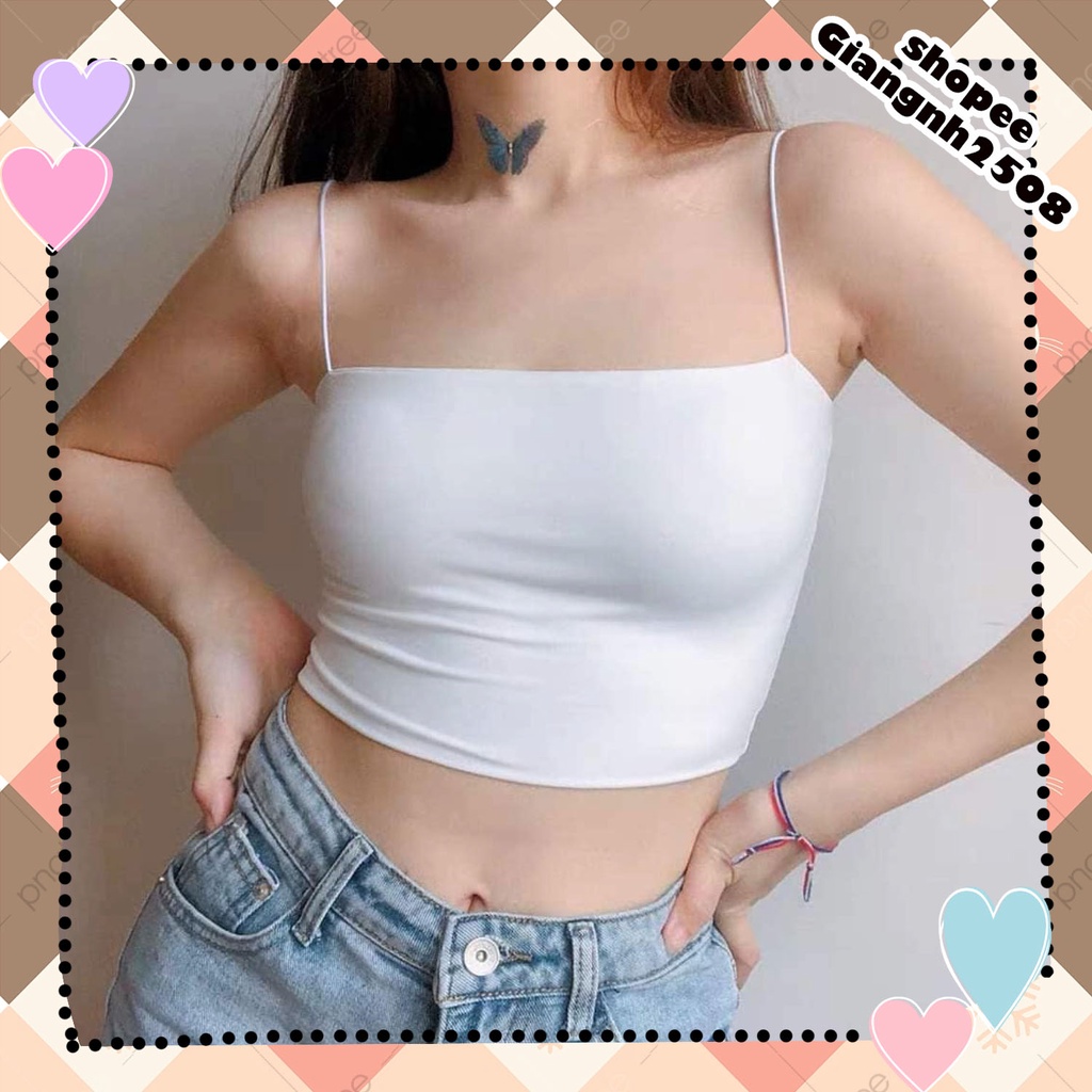 A014 Áo hai dây mảnh dáng ôm body sexy trẻ trung dễ thương Ulzzang, áo hai dây nữ dây bún đen trắng Hàn Quốc cute