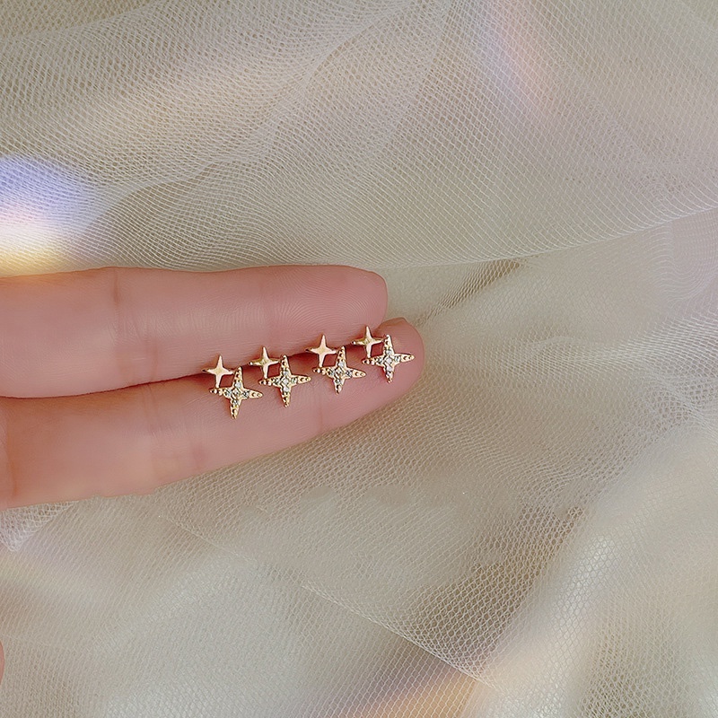 Khuyên Tai Kim Loại Đính Đá Zircon Đơn Giản Thời Trang Cho Nữ