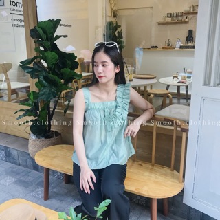 Áo 2 dây bèo vải organza