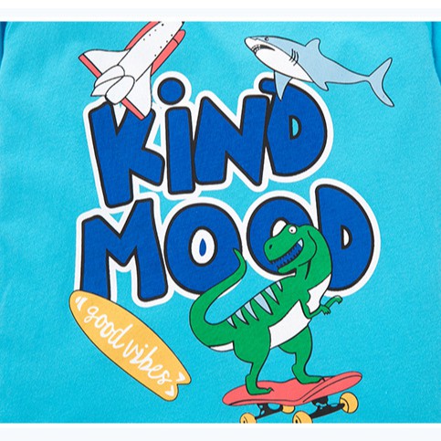 Mã QW069 áo bé trai màu xanh dương in hình các con vật Kind Mood của Little maven