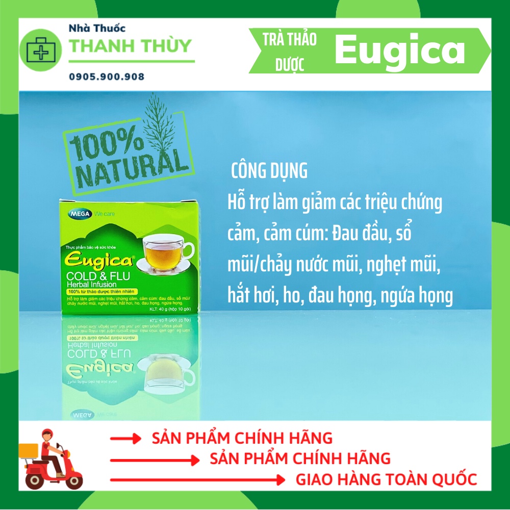 Trà Giải Cảm Eugica  Từ Thảo Dược, Phòng Cúm, Ngạt Mũi, Hắt Hơi, Cảm Lạnh Từ Gừng, Tiêu Đen, Quế
