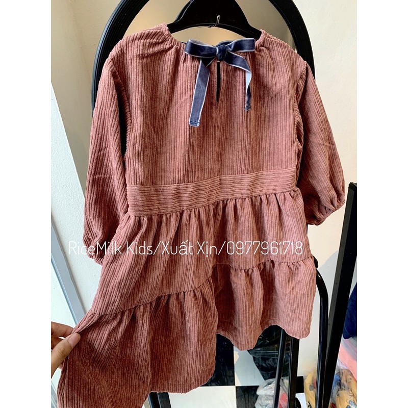 Váy Đầm Nhung Baby Doll xuất xịn cho bé gái