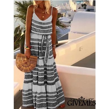 Đầm nữ dáng dài không tay phong cách boho thời trang quyến rũ
