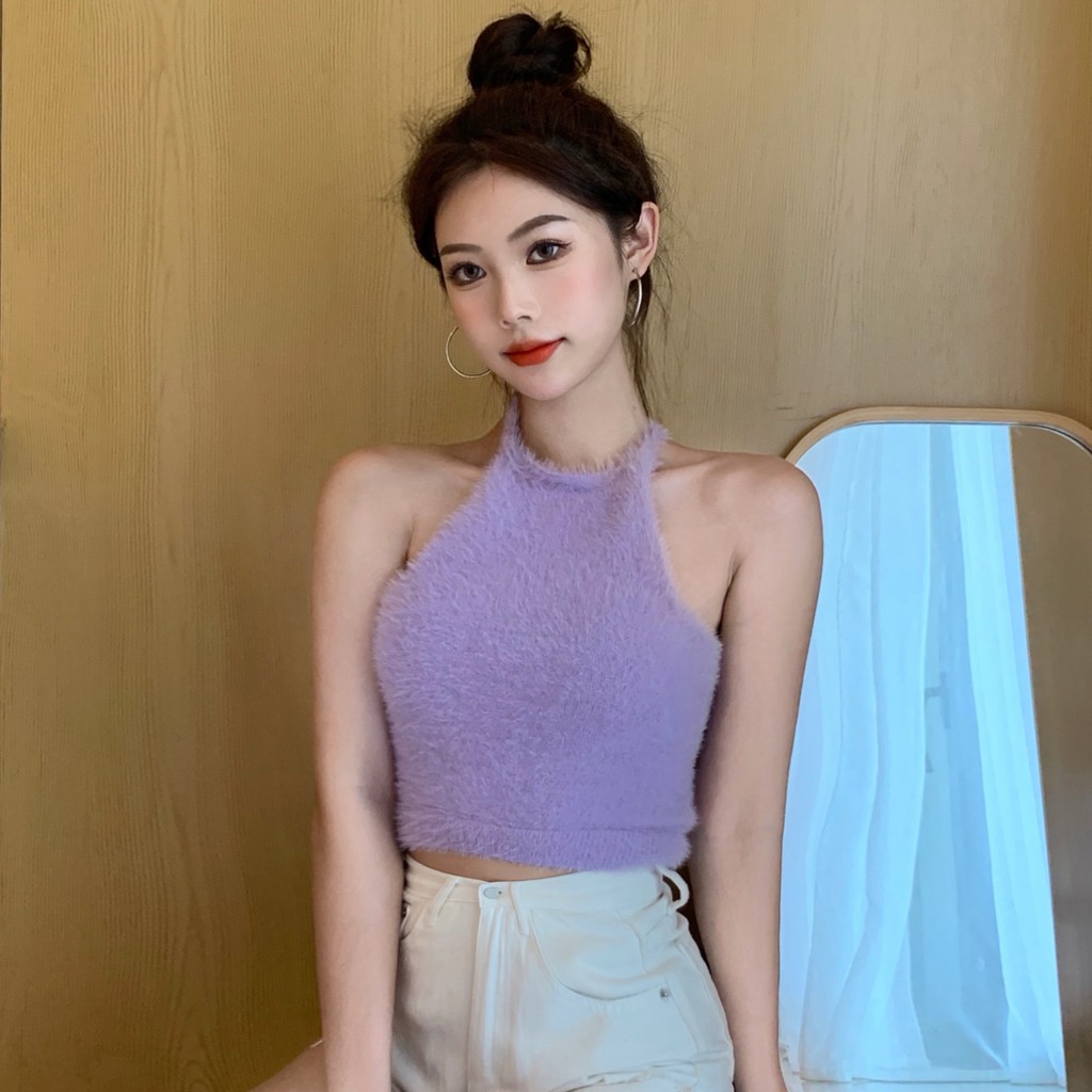 Có thể là ngọt ngào và muối rắn màu len dây cổ áo ren dệt kim dây treo áo vest