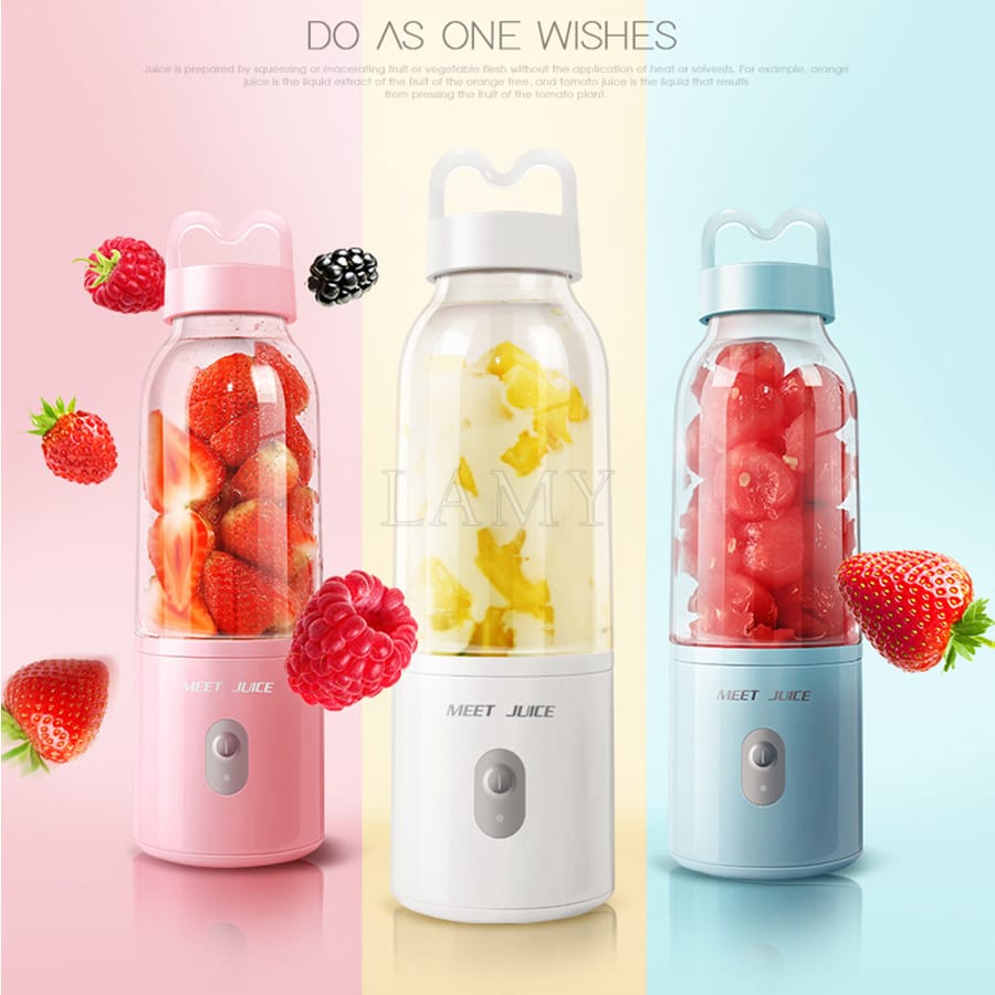 Máy Xay Sinh Tố, Máy Xay Hoa Quả Mini Cầm Tay Meet Juice 500ml Cao Cấp, Cực Mạnh và An Toàn