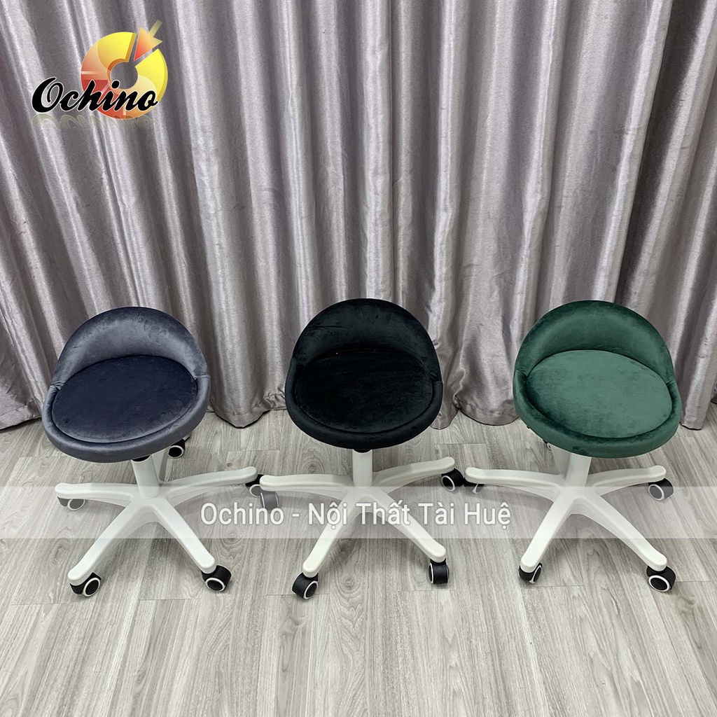 Ghế Xoay Văn Phòng, Ghế Spa Phun Xăm  Mẫu Tựa Thấp Chân Nhựa Trắng ( Hàng Có Sẵn)
