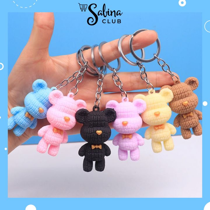 Móc Khoá Hình Chú Gấu Bea,r Lo.ve Nhám Siêu Cute