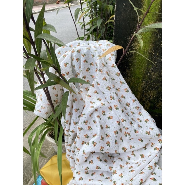 Vải đũi xốp nhăn hoa nhí