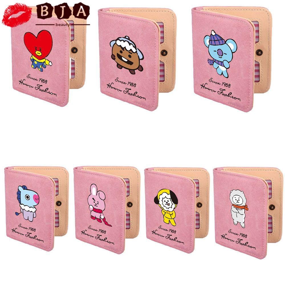 Ví Da Pu Mini Đựng Tiền Xu / Thẻ / Tai Nghe In Hình Nhóm Nhạc Bts Kpop Dễ Thương Cho Nữ Giá Đỡ
