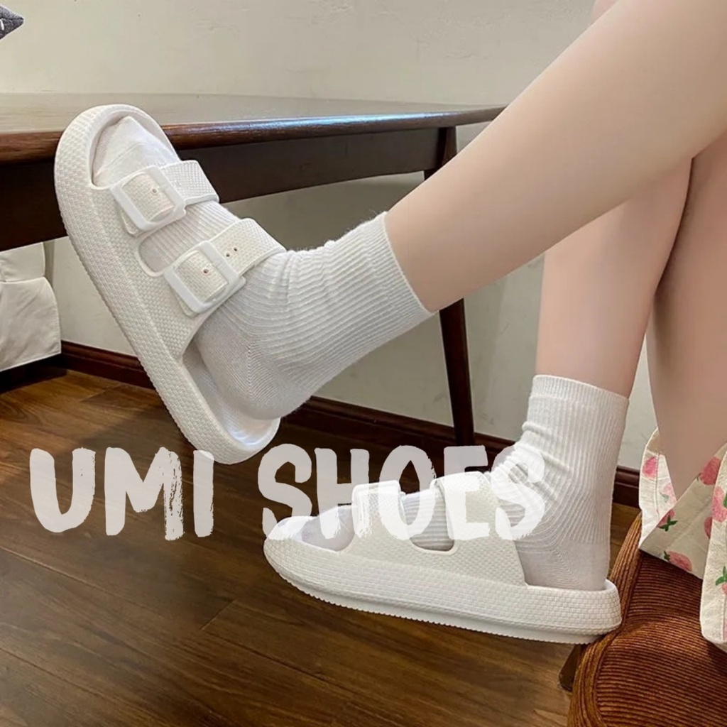 Dép Bánh Mì Nữ Quai Ngang Cao Su Khuy Dễ Thương nhẹ Hot màu đen kem đi chơi đi học đi biển nước đẹp khối