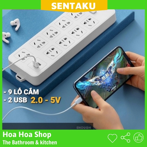 Ổ cắm điện usb 9 lỗ cắm đa năng công xuất cao 2500w