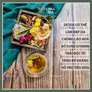 Trà Detox Hoa Quả Sấy Khô Chilltea, Trà Thảo Mộc Giảm Cân Hoa Cúc, Nụ Hồng, Cỏ Ngọt, Táo Đỏ 16Gr (Có Giấy Kiểm Định)
