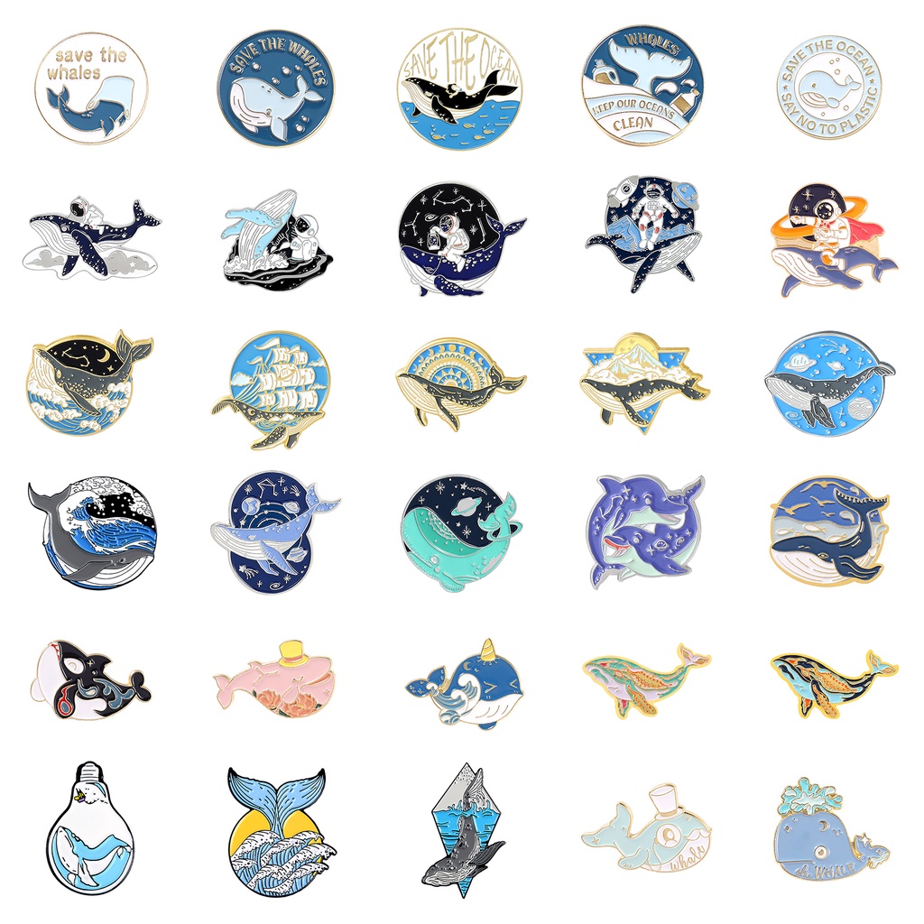 Ghim Cài Áo Hình Động Vật Biển / Phi Hành Gia / Cá Mập / Cá Voi / Cá Voi Bảo Vệ Hộ Mệnh Cho Bạn Bè 50 Kiểu
