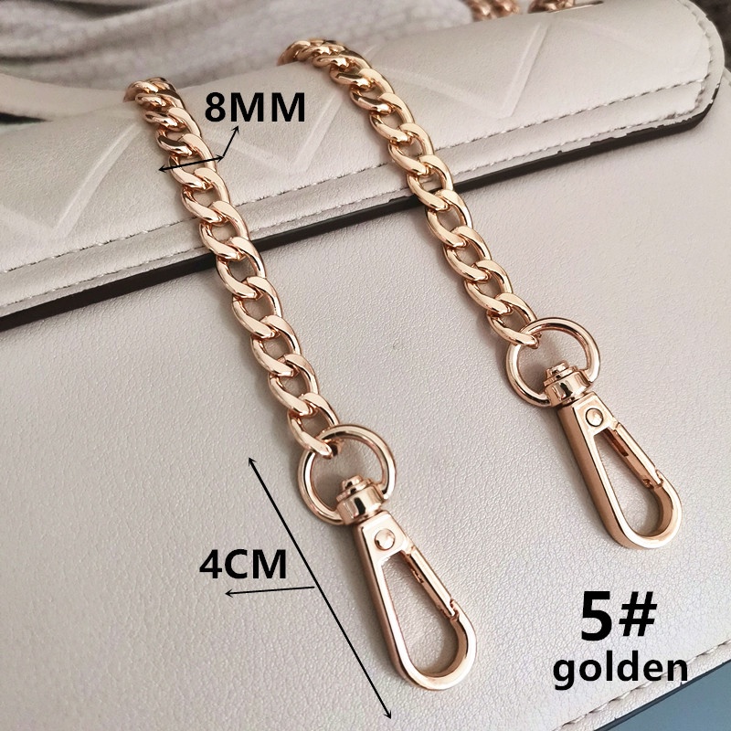 Dây Xích Bằng Kim Loại Màu Vàng Bạc Đen 8MM Đeo Túi Xách Thời Trang Chống Mòn