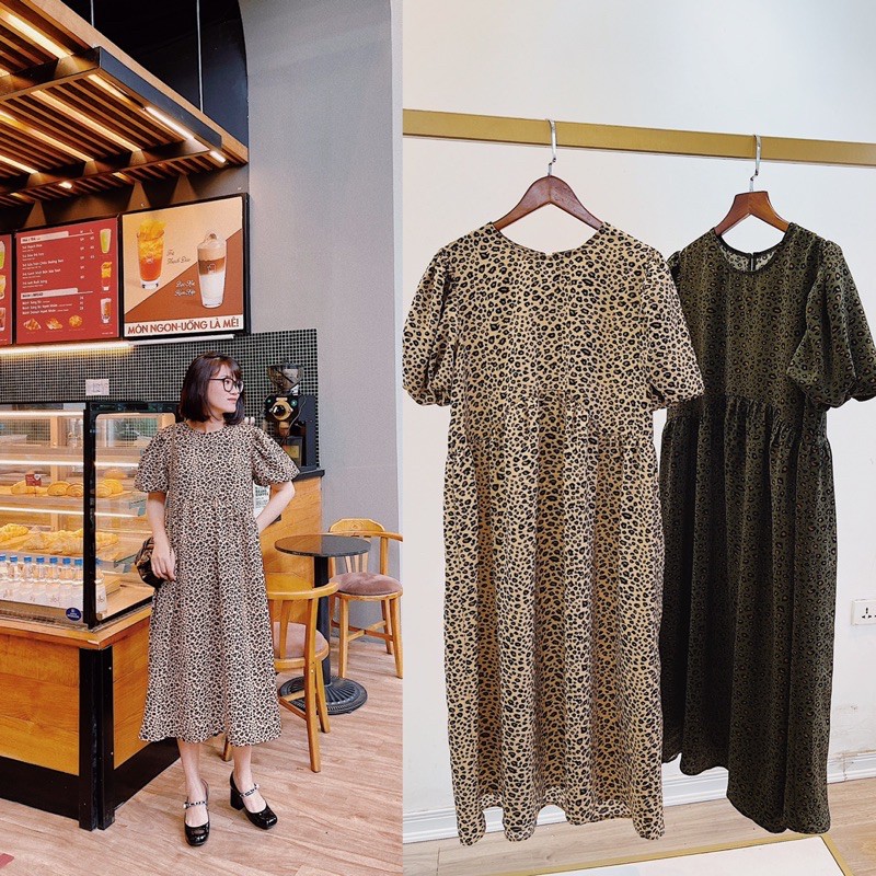 Đầm babydoll da báo