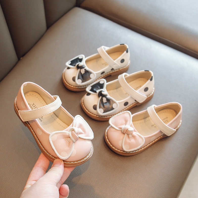 Giày Búp Bê Da Đế Mềm Chống Trượt Đính Nơ Xinh Xắn Cho Bé Gái 2-8 Tuổi