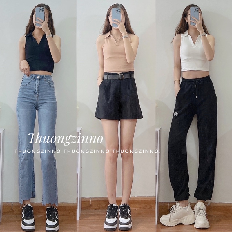 Áo CÓ CỔ sát nách croptop cổ đức hottrend phong cách thể thao năng động Áo thun croptop sang chảnh