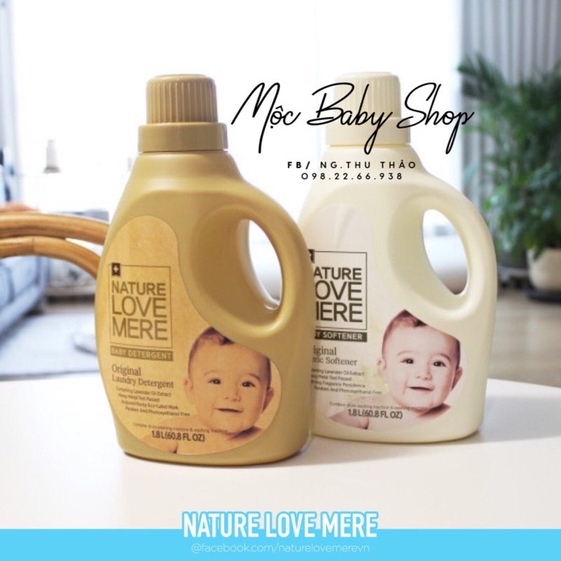 NƯỚC GIẶT/XẢ QUẦN ÁO CHO BÉ NATURE LOVE MERE HƯƠNG THẢO MỘC ORIGINAL 1800ml/1300ml