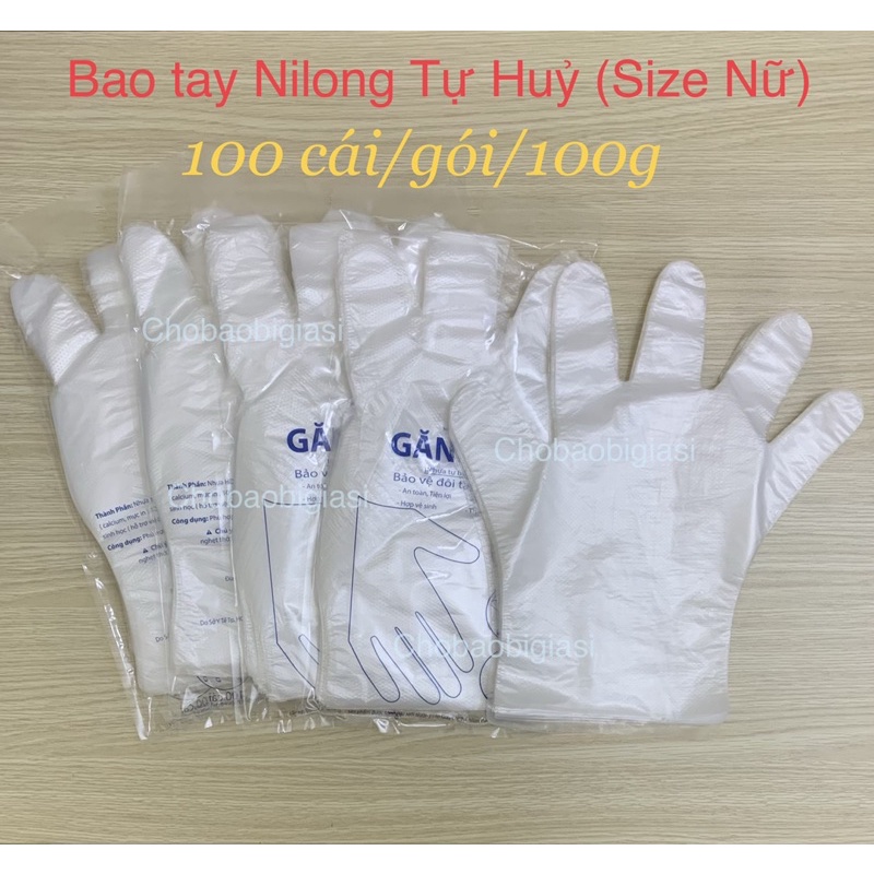 {100g/gói/100cái} Bao tay gói tự huỷ thân thiện môi trường, An toàn VSTP (size nữ )