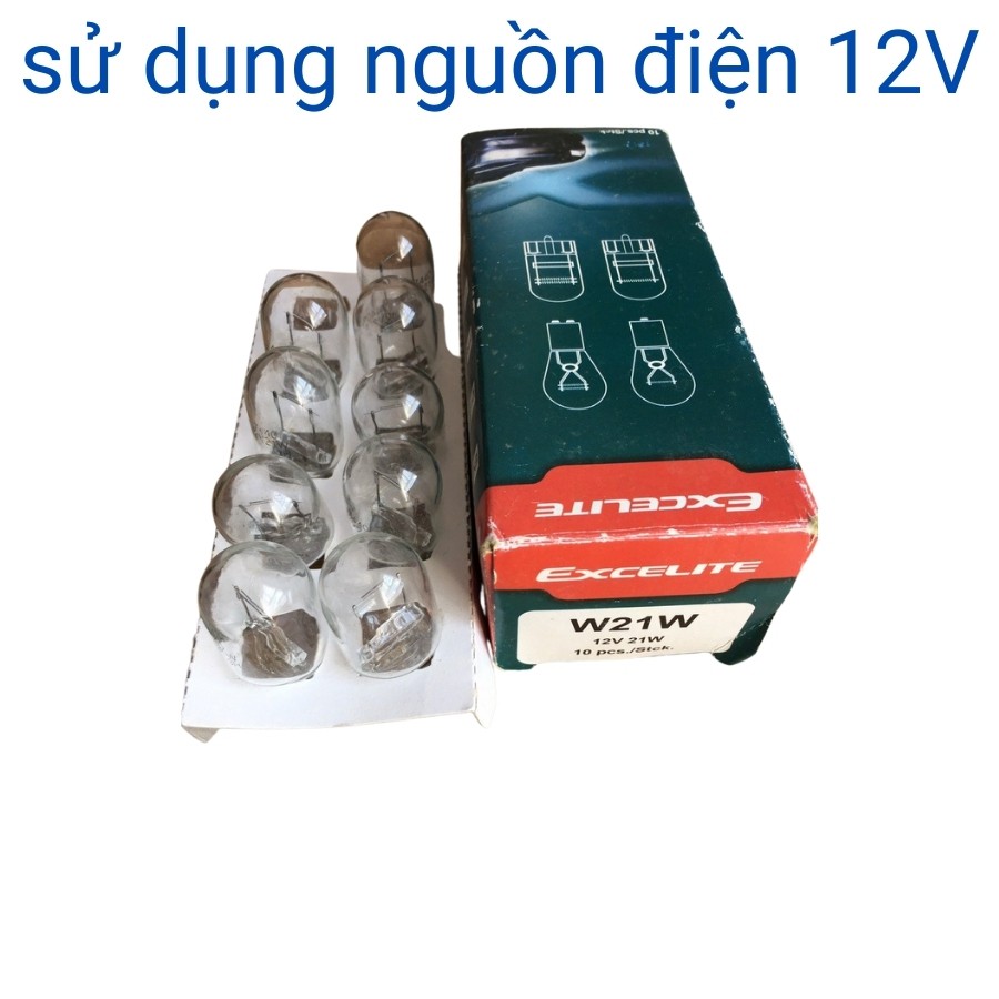 Bóng đèn Lùi đèn Xi nhan ô tô  chân cắm 1 tóc 12V W21W loại bóng Halogen