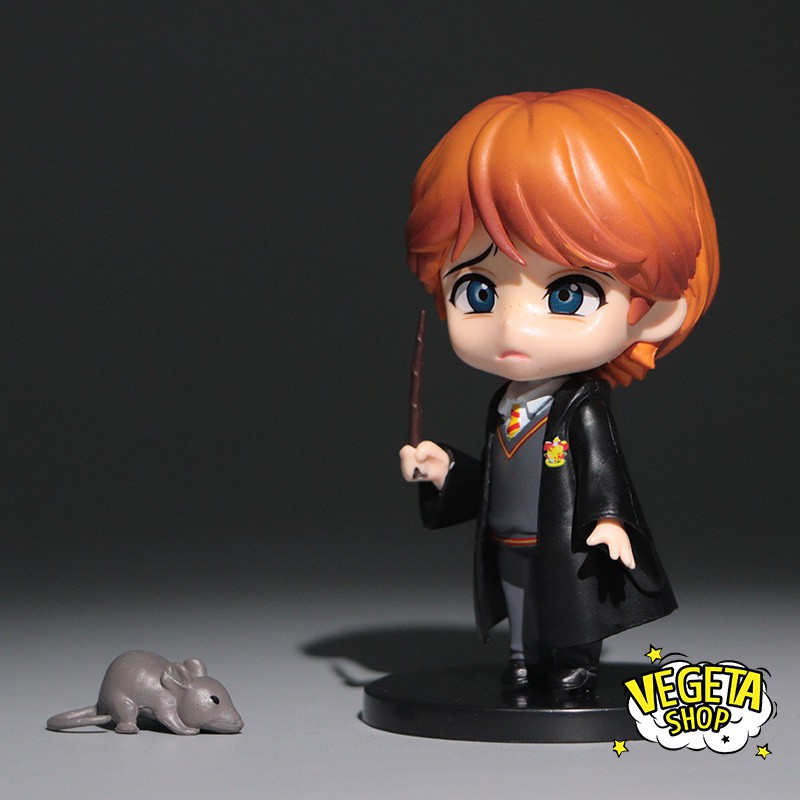 Mô hình Harry Potter - Set 3 Mô hình Harry Potter Hermione Granger Ron Weasley cùng vật nuôi Cú Mèo Chuột - Cao 9,5cm