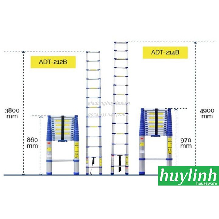 Thang nhôm rút đơn Advindeq ADT212B - 3.8 mét