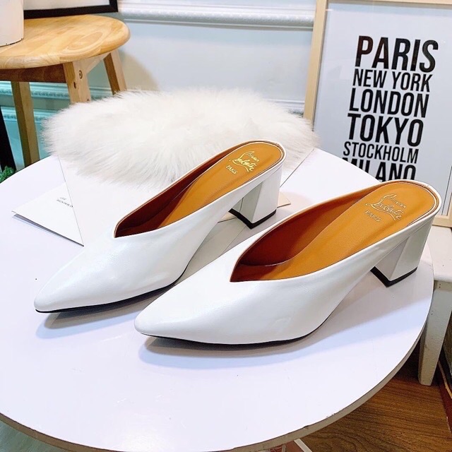 [SẴN] DÉP BÍT MŨI ĐƠN GIẢN GÓT VUÔNG CAO 5P