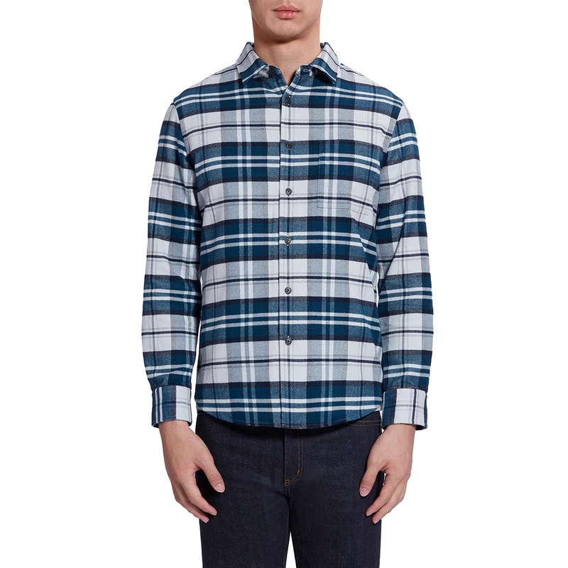 Áo sơ mi khoác nam thu đông tay dài DETERMINANT - 100% cotton - bền màu - sọc kẻ caro xanh dương - Blue Check [DETCS05]
