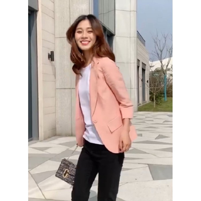 Áo vest, blazer nữ một lớp nhẹ nhàng tay xẻ V