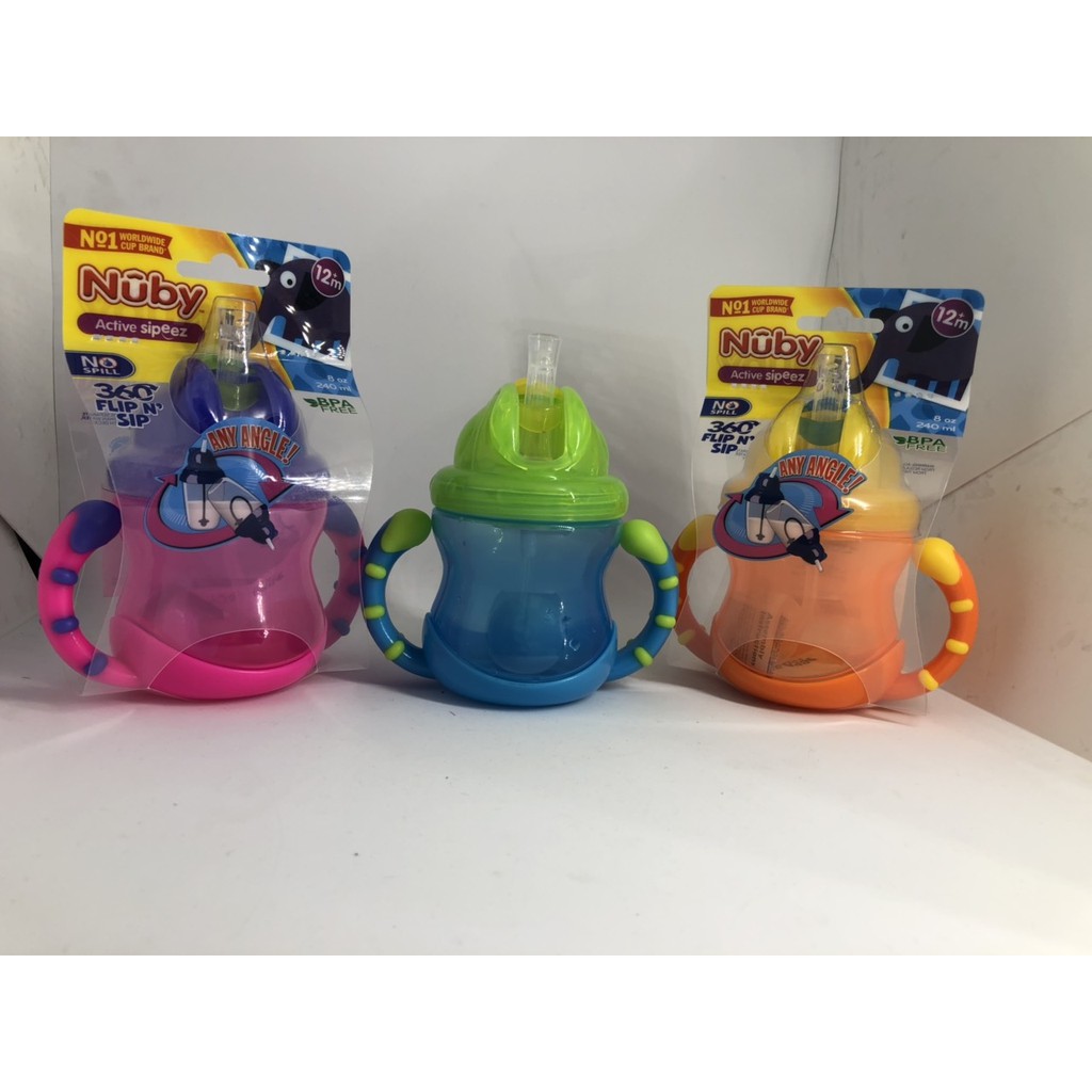 Bình uống nước ống hút silicone Nuby 360 độ 240ml