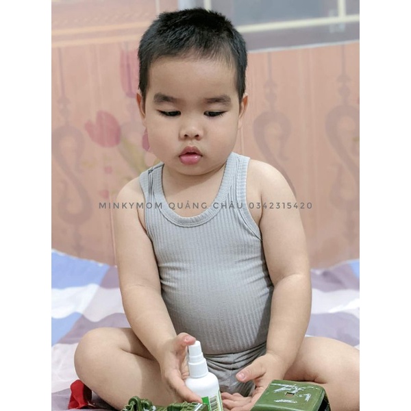 MINKYMOM Bộ Ba Lỗ Thun Gân Quảng Châu