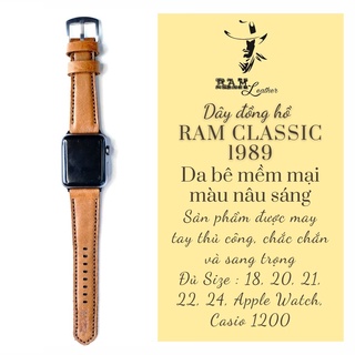 Dây Apple Watch , iWatch , iphone Watch da bê mềm vàng RAM Leather Classic 1989