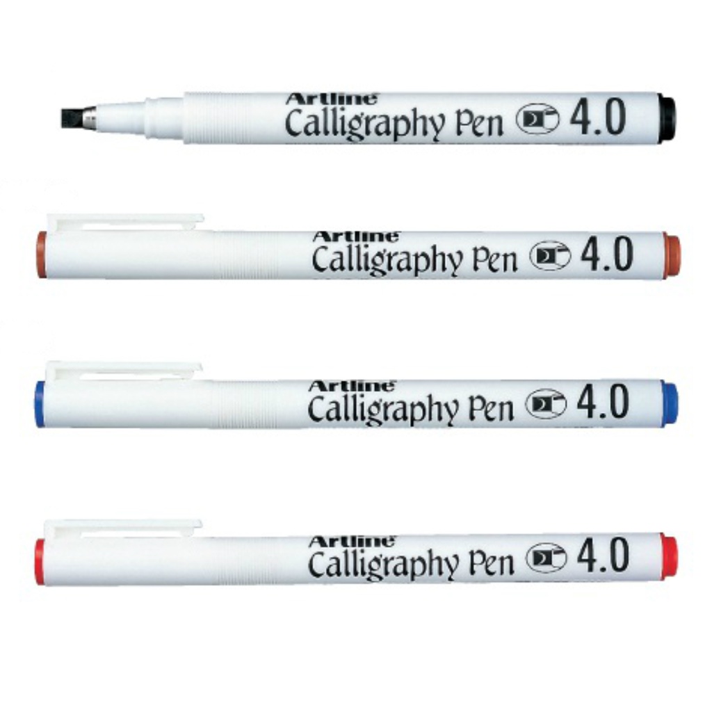 Combo 4 màu bút viết thư pháp Artline Calligraphy EK-244 - Chisel tip 4.0mm