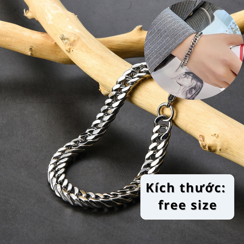 Vòng Tay Nam SAZ Màu Bạc Mắt Xích HipHop Lắc Tay Unisex Thời Trang Đeo Nam Nữ Basic  - Vòng TIN