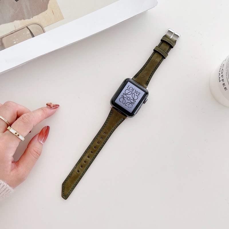 Dây đeo đồng hồ Apple Watch 45mm 40mm 44mm 38mm 42mm Series 7 SE 654321 Đồng hồ dây da hình dao cho nữ