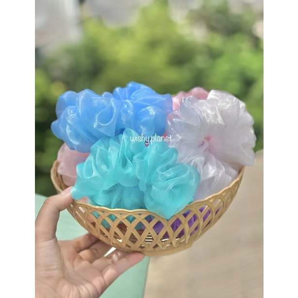 Scrunchies cột tóc voan ánh nhũ 🌈✨