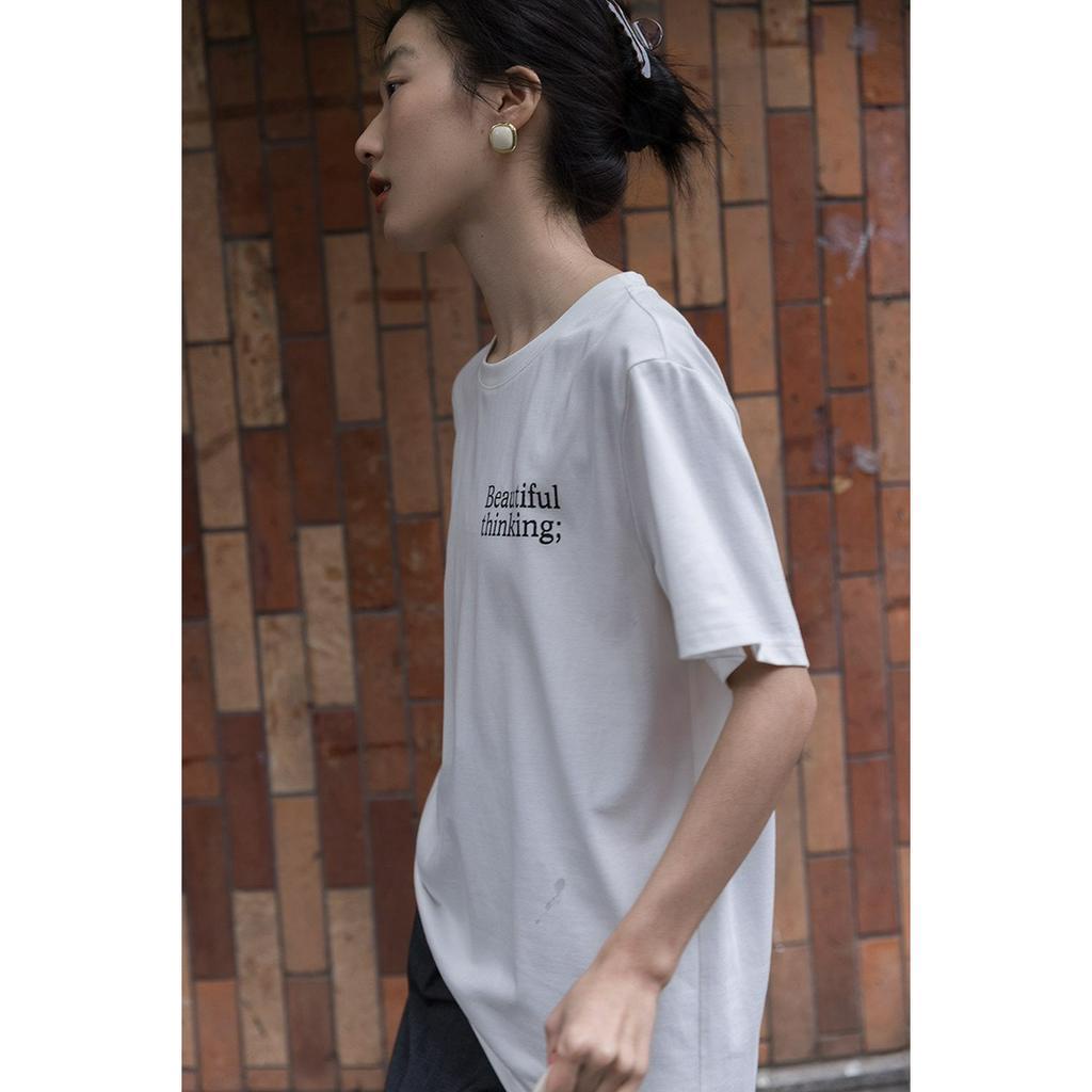 Ao Thun Nữ Hàn Quốc, Áo thun in hình chữ thời trang chất thun cotton, áo thun dáng rộng nữ