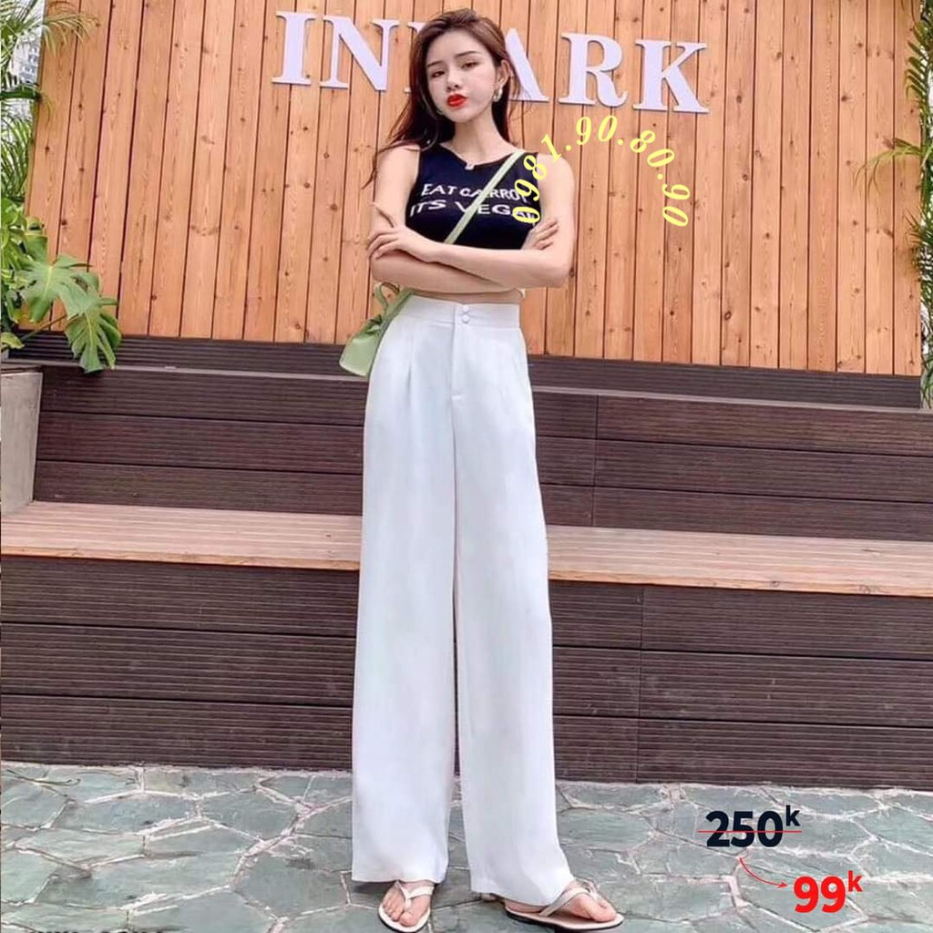 [Mã FAMARAL1 giảm 10K đơn 50K] Quần ống rộng nữ suông cullotes đũi dài 2 khuy nhiều màu